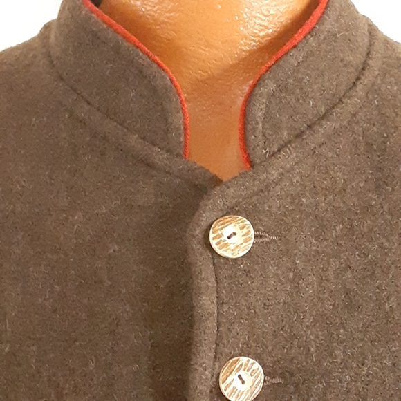 Litzlfelde made Germany Virgin Wool 8 Wood Chip Button Military Collar Size 50/L - Picture 10 of 10